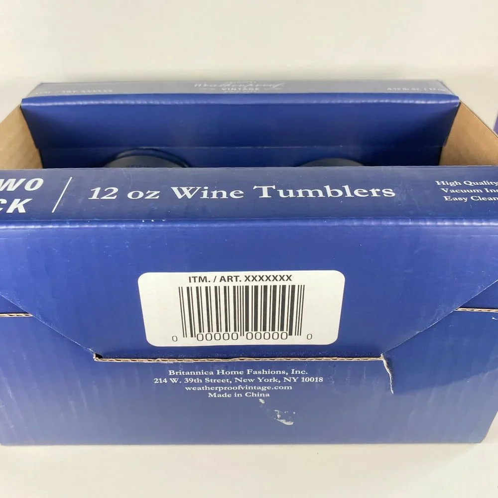 *NEW* 12oz Steel Metal WINE TUMBLERS! Set of 2 Blue Pair Camping Hiking Picnic - Picture 8 of 11